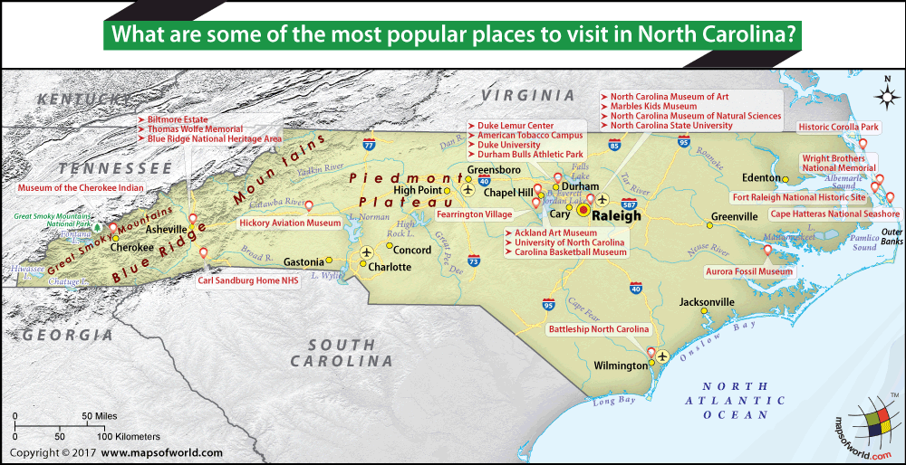 North Carolina has three different landscapes to offer in the three regions it encompasses