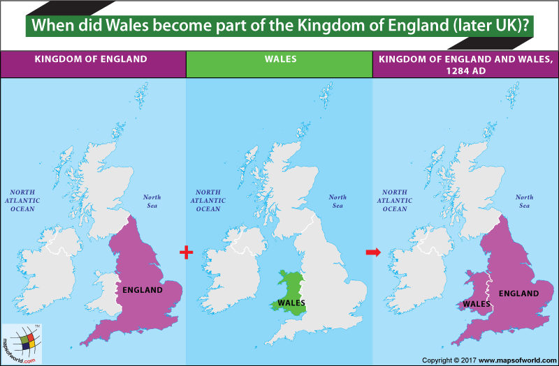 Map showing Wales and Kingdom of England