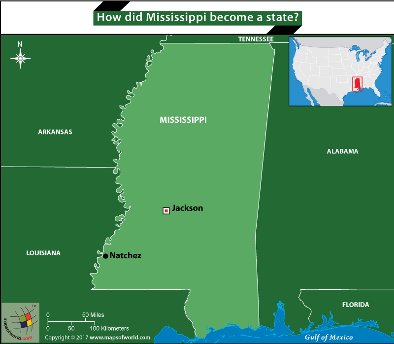 Colored map of Mississippi