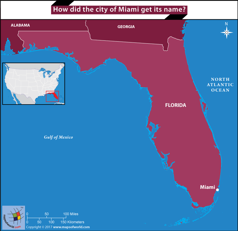 Florida Map showing the location of Miami