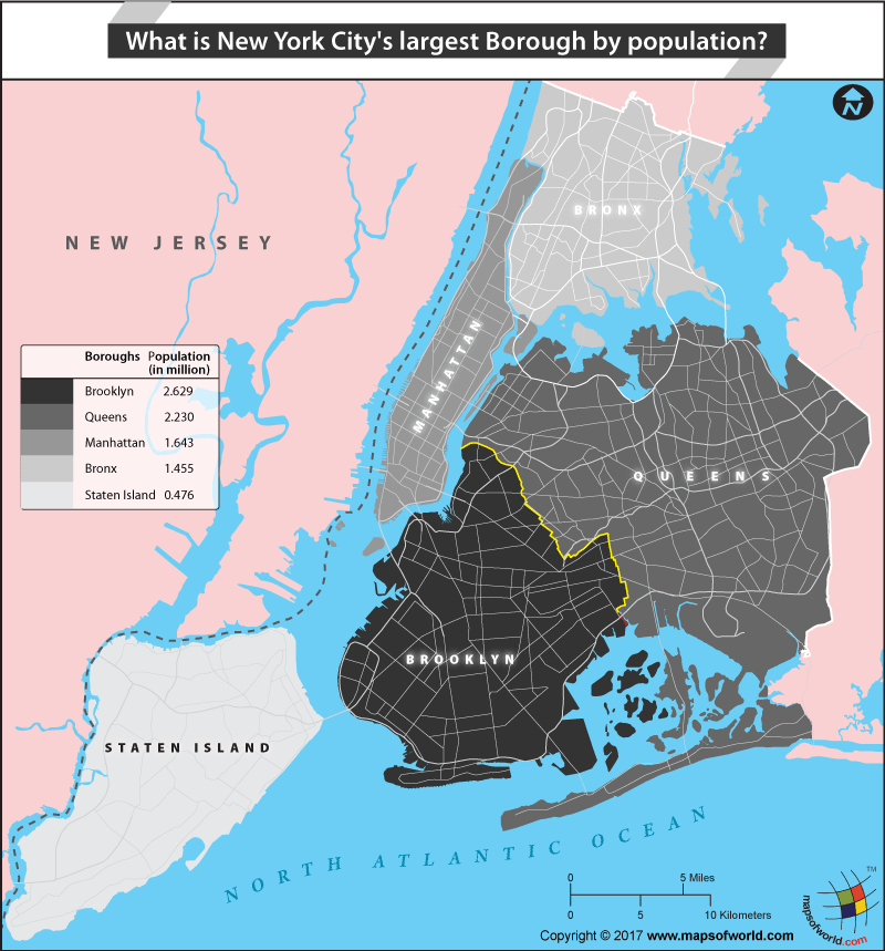 Map of New York City highlighting all the boroughs