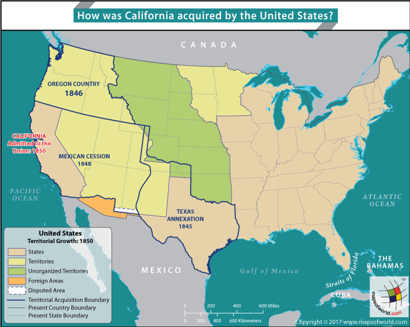 California United States Map How was California acquired by the United States?   Answers