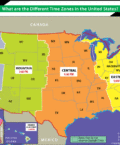 US map showing different time zones