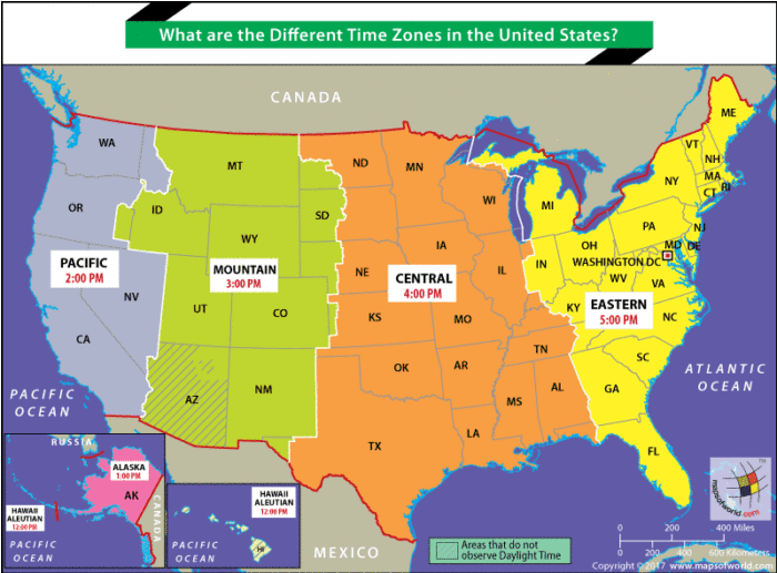 map of timezones