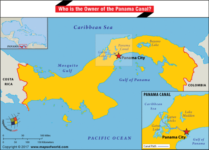 Map of Panama highlighting the location of Panama Canal - Answers