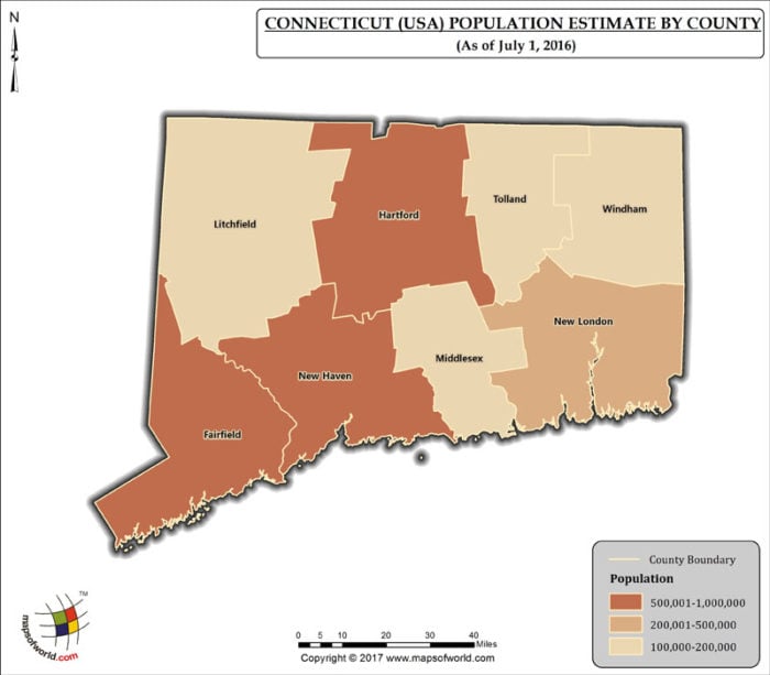Connecticut Population Map