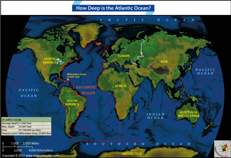 Water Depth Atlantic Ocean Map 