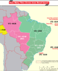 Brazil map highlighting time zones of the country