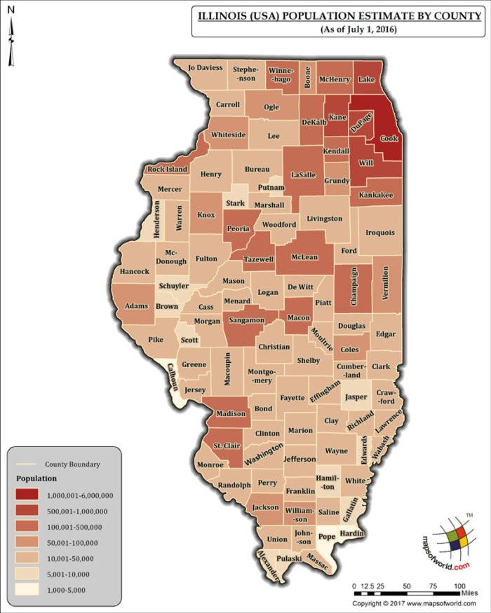 Illinois Map Population By County 700x875 