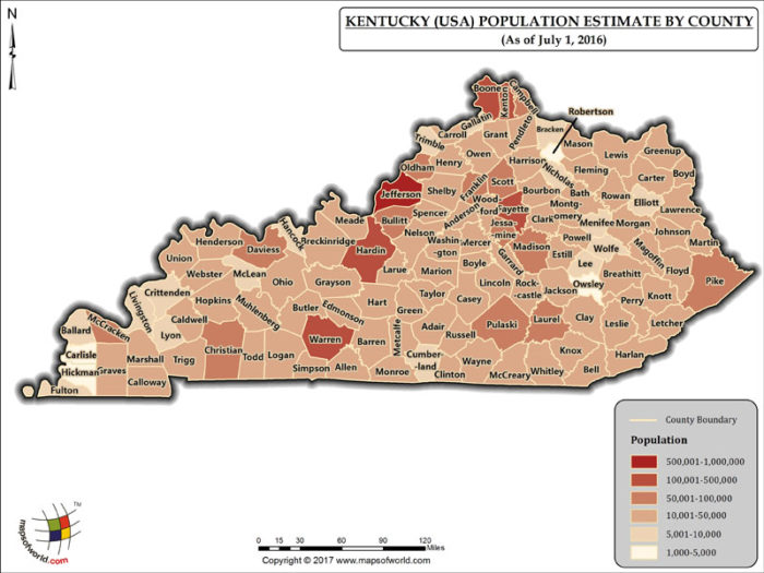 Kentucky Population Map Answers