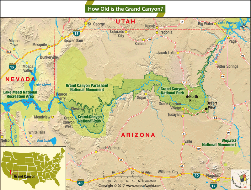 Location map of Grand Canyon, USA