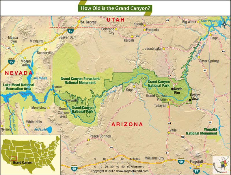 grand canyon map usa How Old Is The Grand Canyon Answers grand canyon map usa