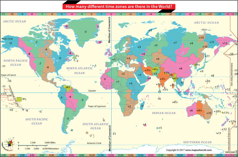 Time Zones Around The World Map