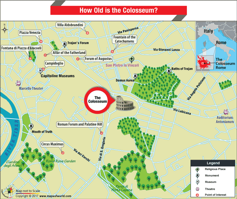 Location Map of Colosseum in Rome