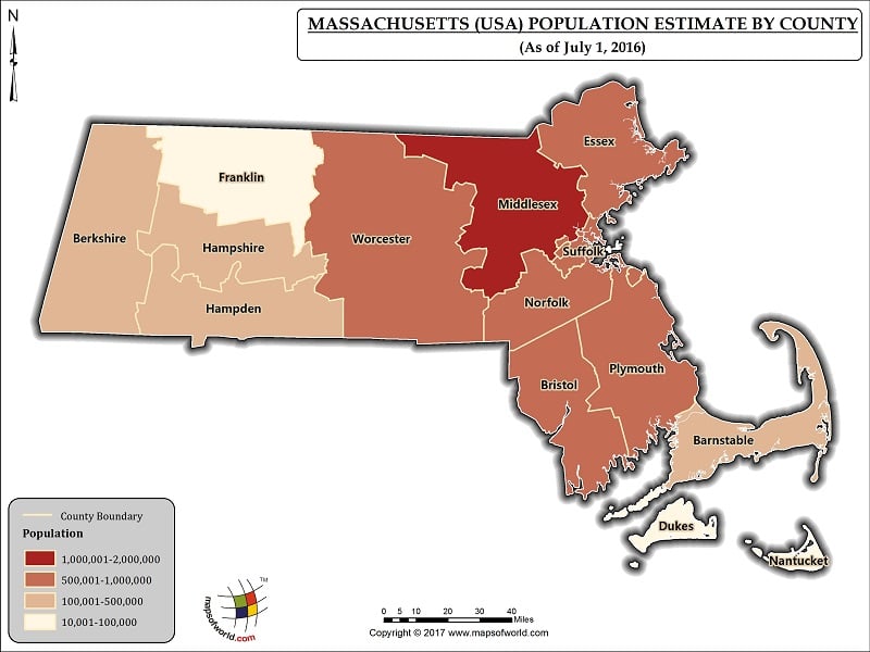 Massachusetts Population Map