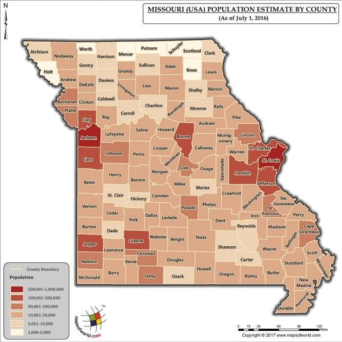 Missouri Population Map Answers