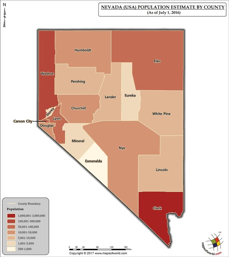 What Is The Population Of Nevada Answers   Nevada Map Population By County 768x864 