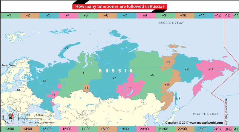 Time Zone Map Russia How many time zones are followed in Russia?   Answers