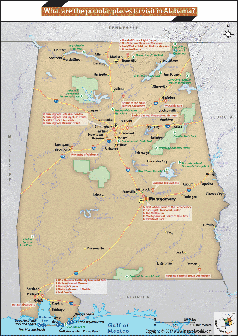 What are the popular places to visit in Alabama? - Answers