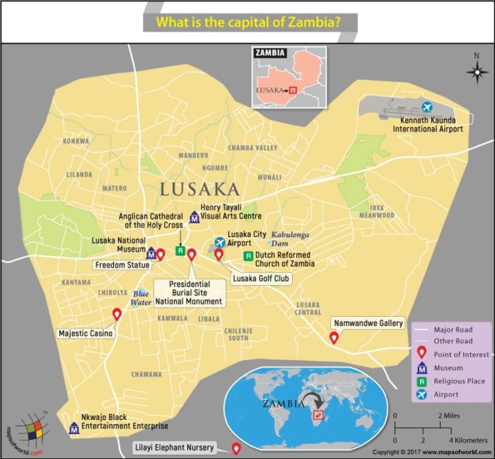 Lusaka Map The Capital Of Zambia 700x649 