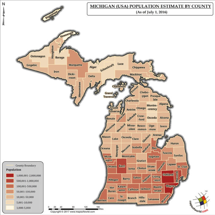 Michigan Population Map Answers