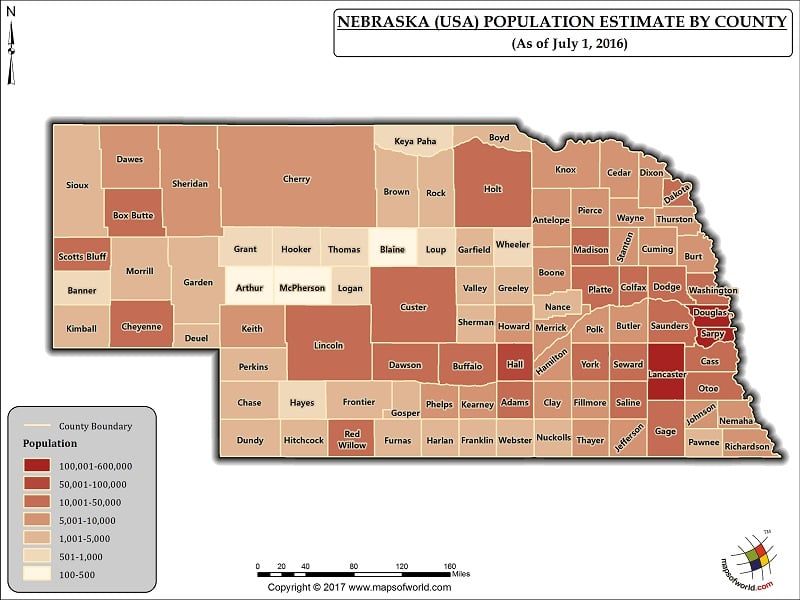 Nebraska Population Map