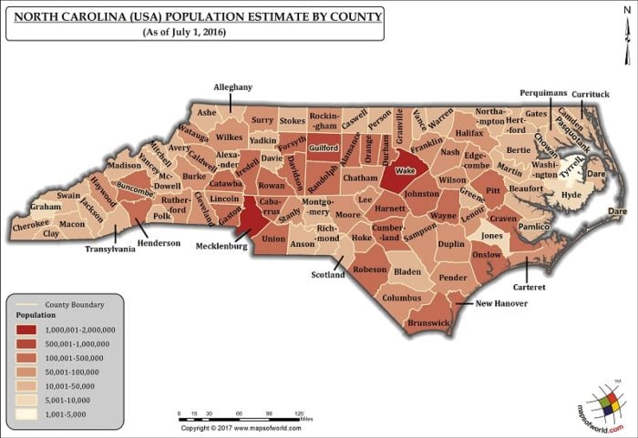 North Carolina Population Map