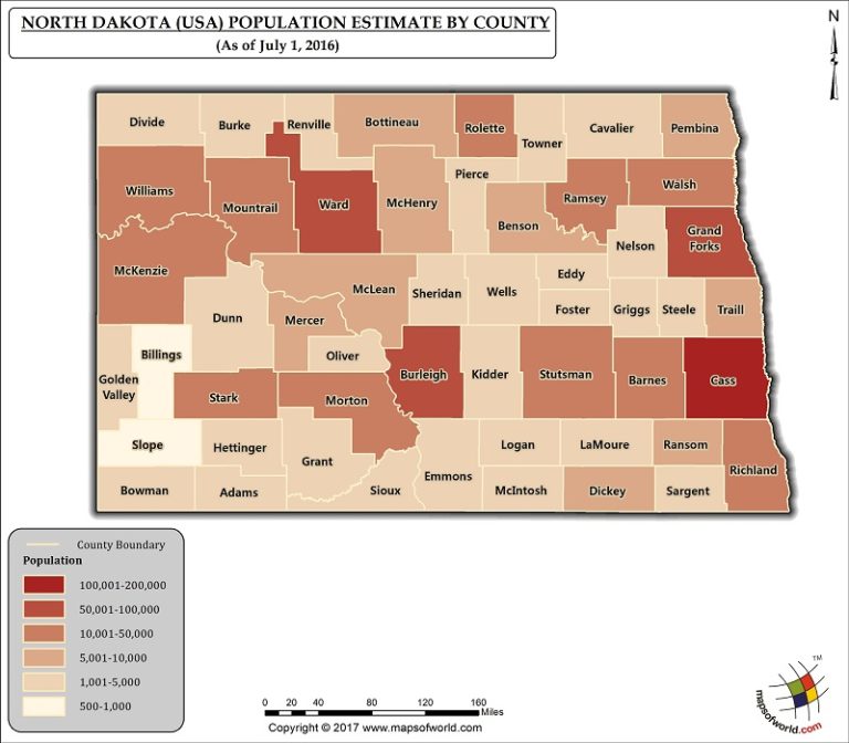 What Is The Population Of North Dakota Answers   North Dakota Map Population By County 768x672 