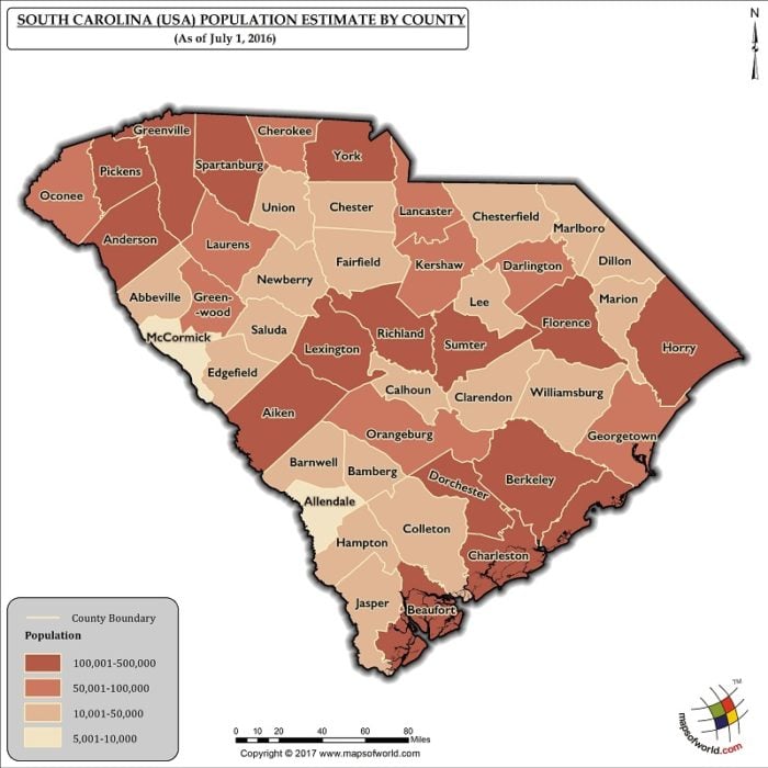 South Carolina Population Map Answers