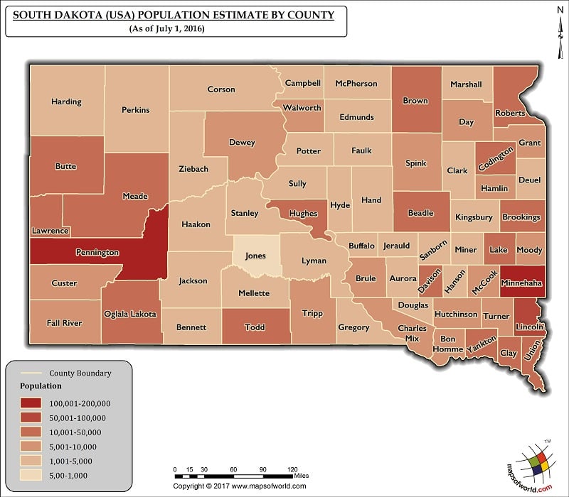 South Dakota Population Map