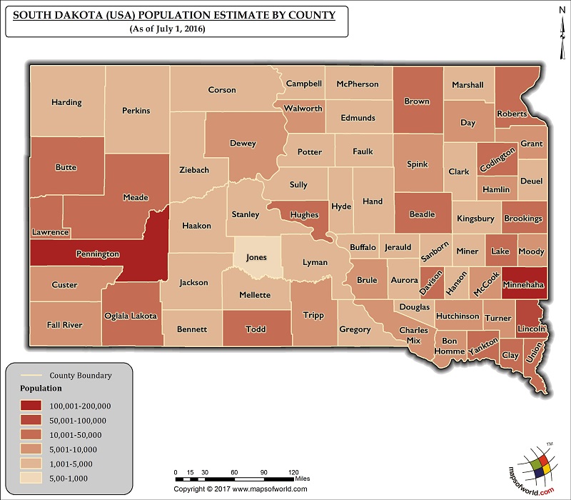 county map of south dakota South Dakota Population Map Answers county map of south dakota