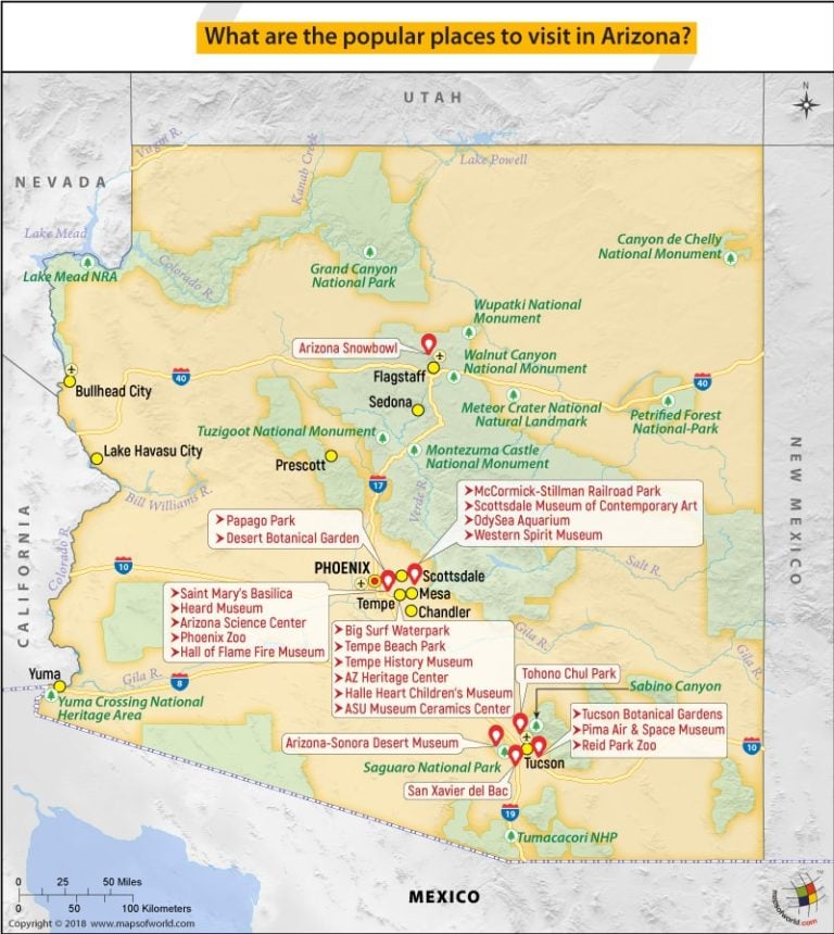 tourist attractions in arizona map