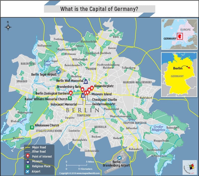 Map of Berlin City, the capital of Germany