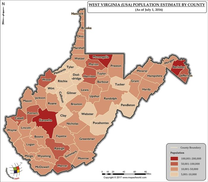 West Virginia Population Map