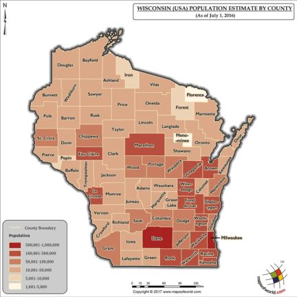 Wisconsin Population Map - Answers