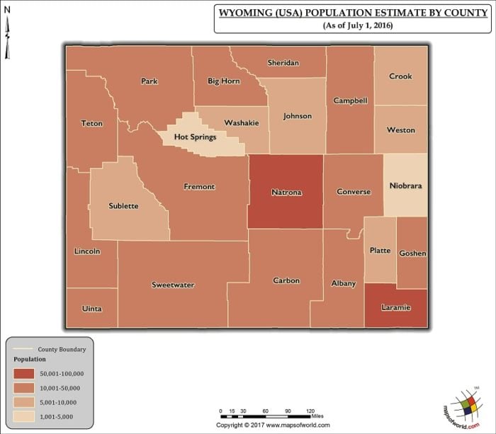 Wyoming Map Population By County 700x613 