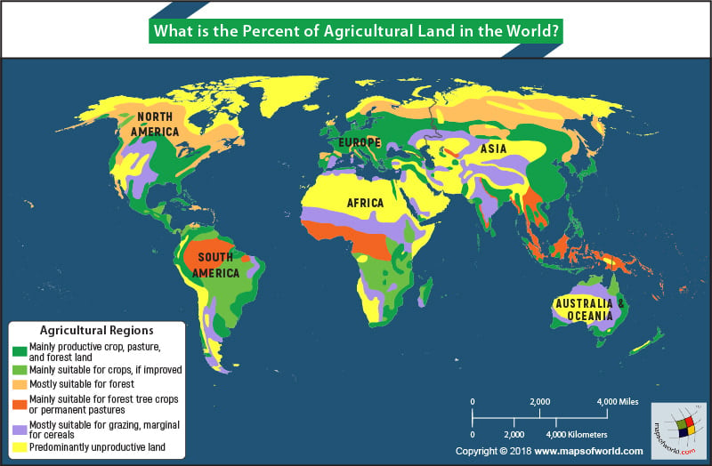 Map of agricultural land of the World