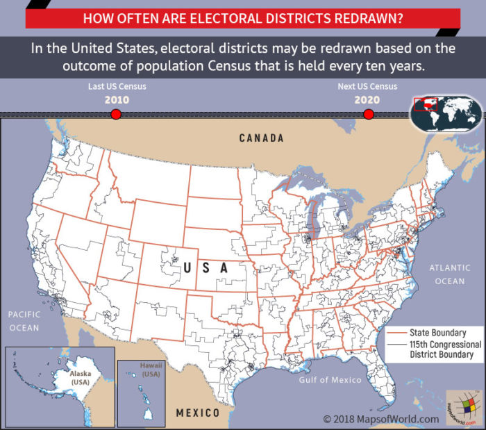 US Map highlighting the Electoral Districts