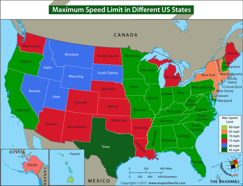 California Speed Limits Map What is the Maximum Speed Limit in the United States?   Answers