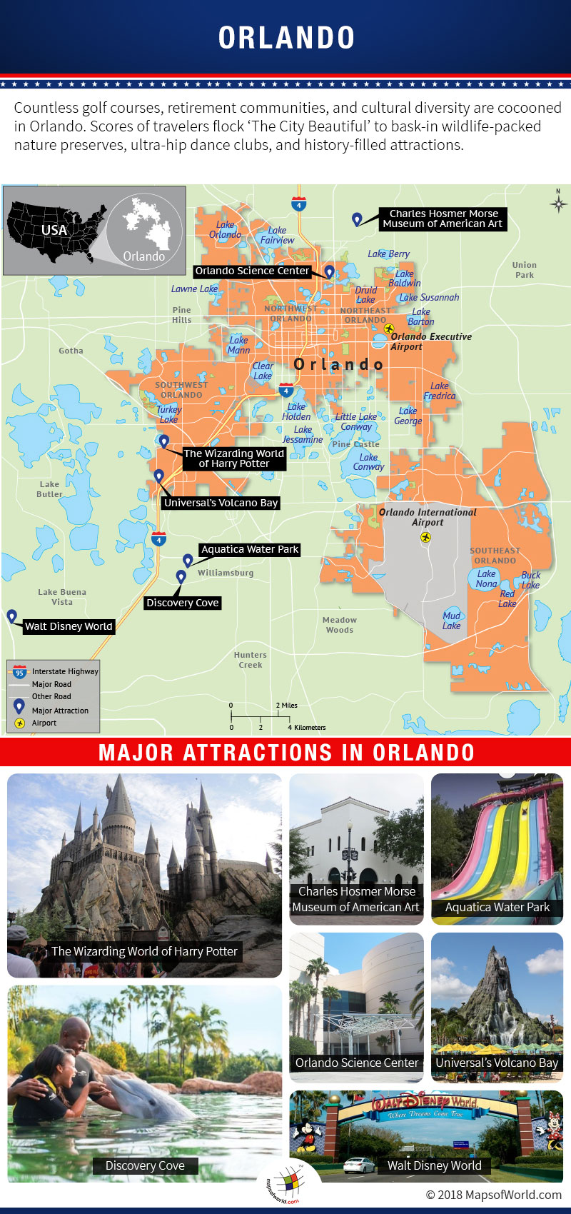 Infographic Depicting Orlando Tourist Attractions