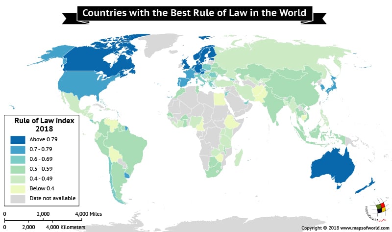 World Map depicting Rule of Law