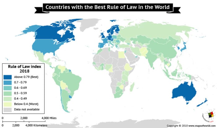 World Map depicting Rule of Law Index