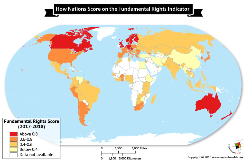 World map showing Fundamental Rights Index