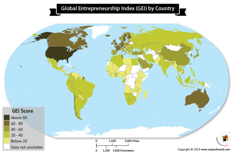 What is the Global Entrepreneurship Index of 2018? Answers