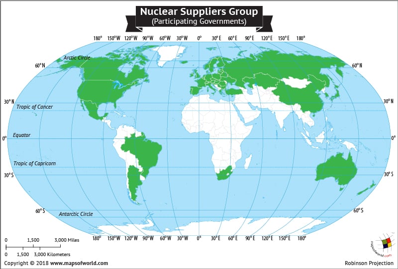 World Map highlighting Nuclear Suppliers Group