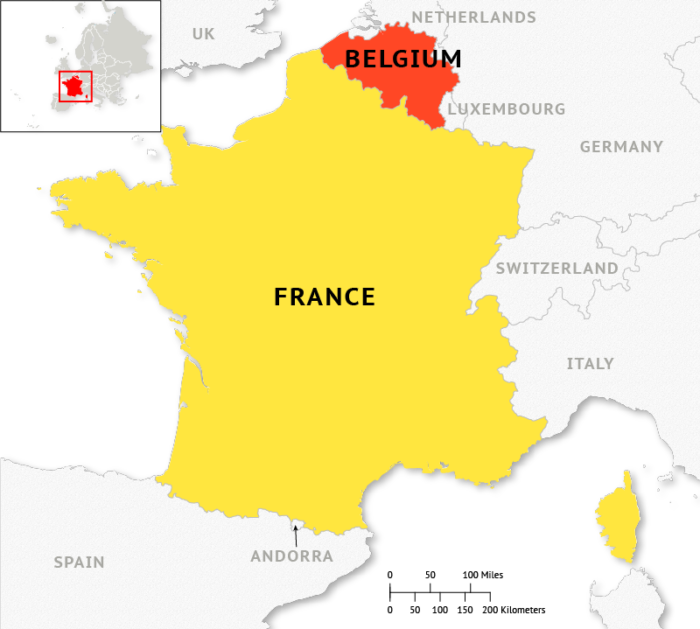 Infographic depicting France and Belgium