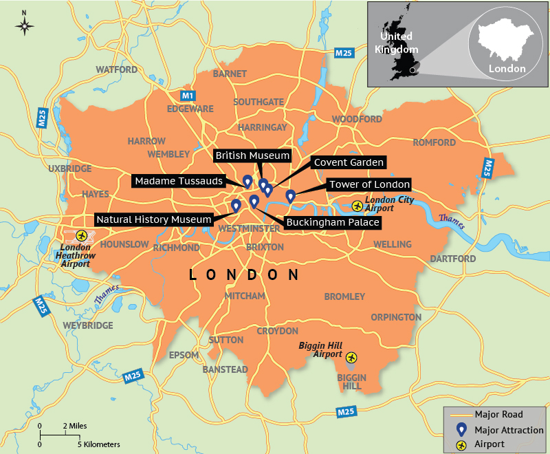 Map Depicting London Tourist Attractions - Answers