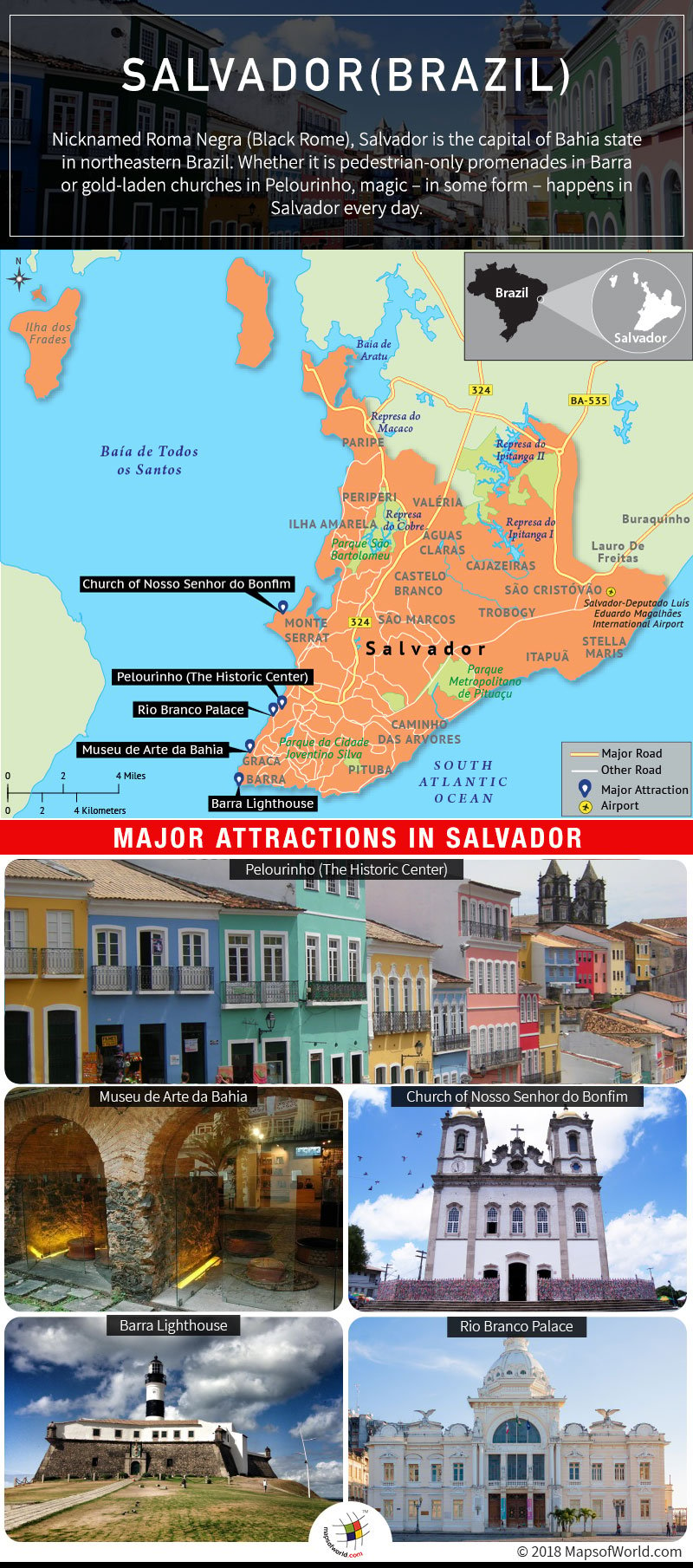 Infographic Depicting Salvador Tourist Attractions