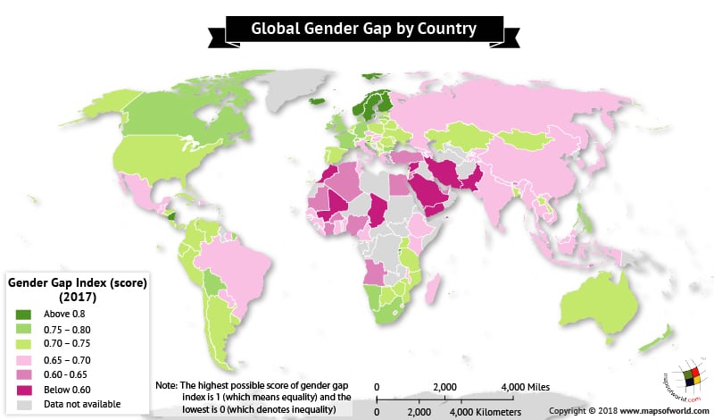 World map depicts Global Gender Gap Index