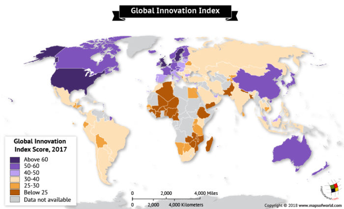 World map depicts Global Innovation Index